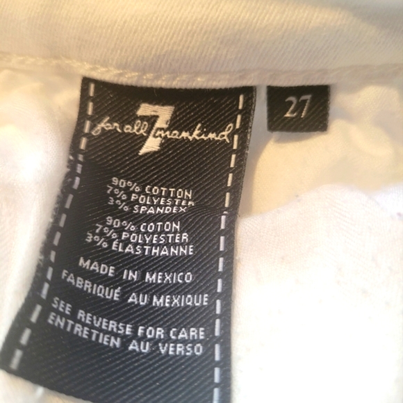 7 FOR ALL MANKIND The Slim Cigarette White Jeans Denim Size 27  Jeans - Picture 7 of 9